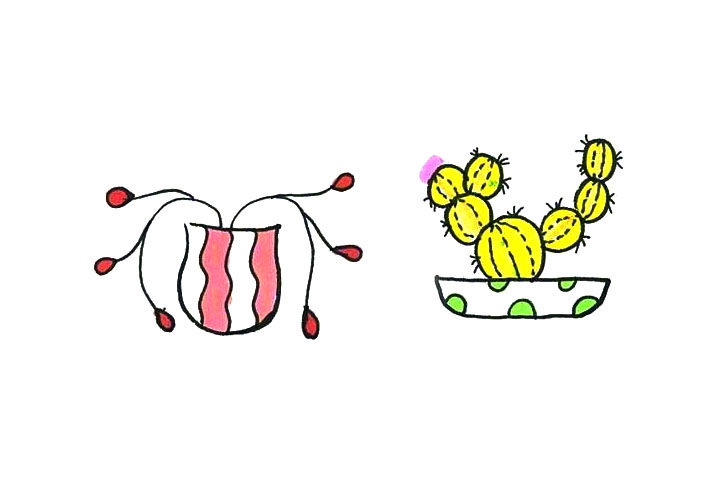 漂亮的小盆栽简笔画图片1