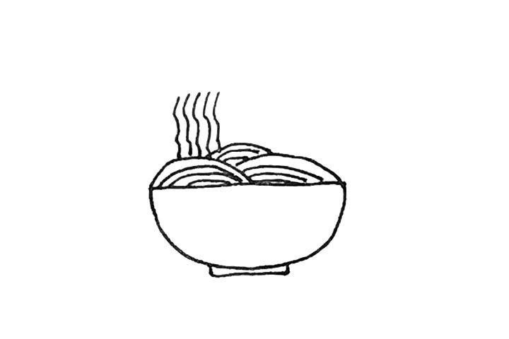 一碗面条简笔画画法步骤