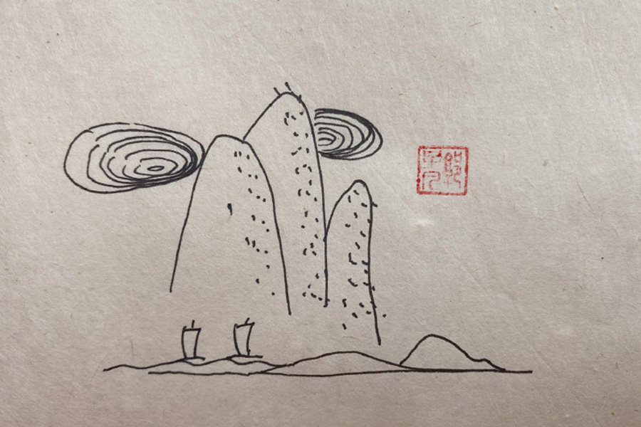 简单的山水风景简笔画图片