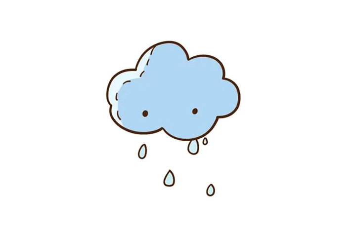 一组表示下雨的天气简笔画图片