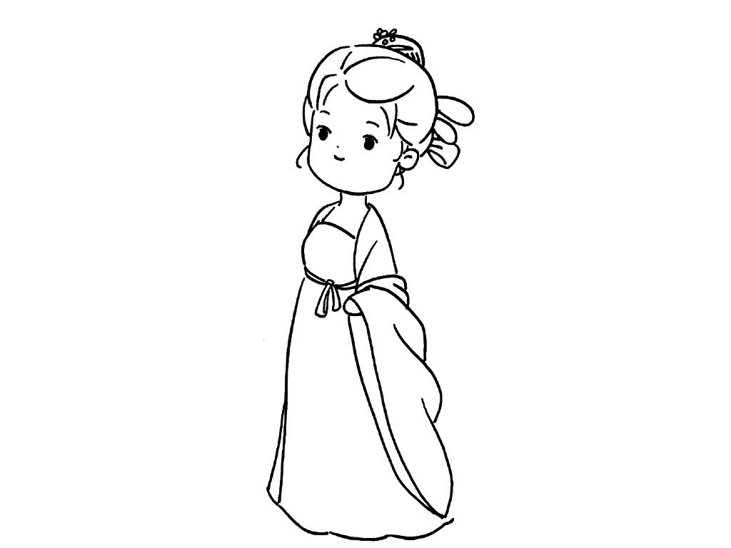 古风小姑娘简笔画教程