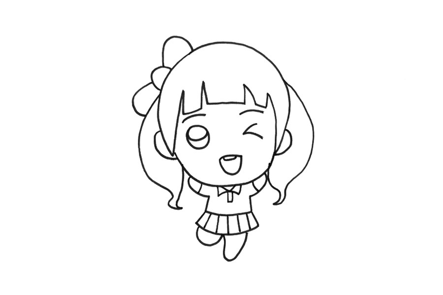 调皮可爱的小女孩简笔画教程