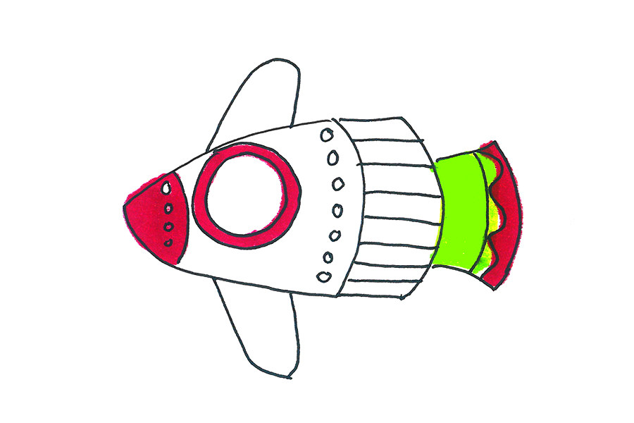 一步一步学画太空飞船简笔画