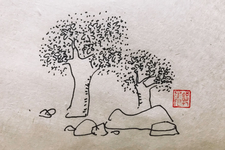 春天大树风景简笔画图片