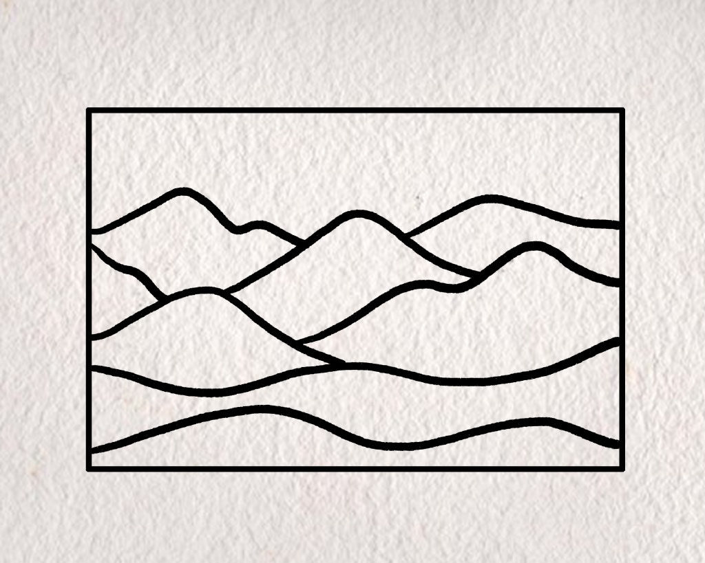 简单的山川风景简笔画教程