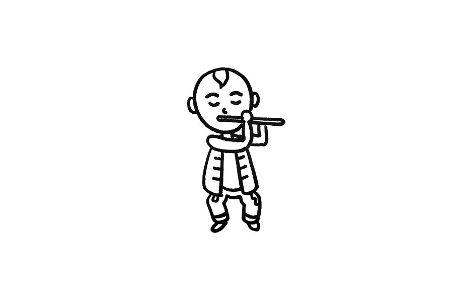 放牛娃简笔画画法步骤