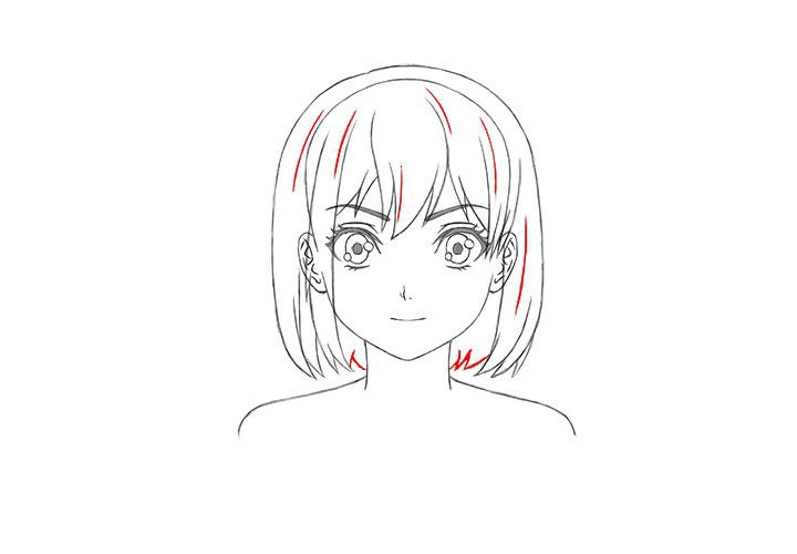 短发女孩漫画正面图怎么画