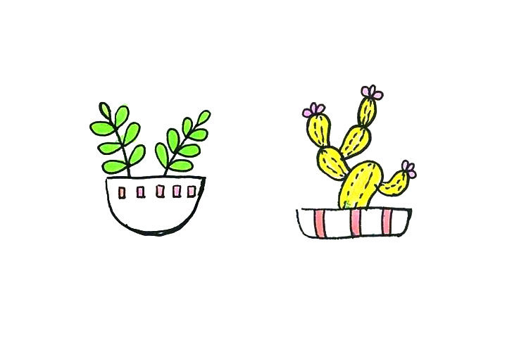 漂亮的小盆栽简笔画图片1
