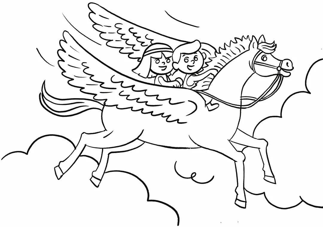神话故事简笔画 奇幻生物天马怎么画