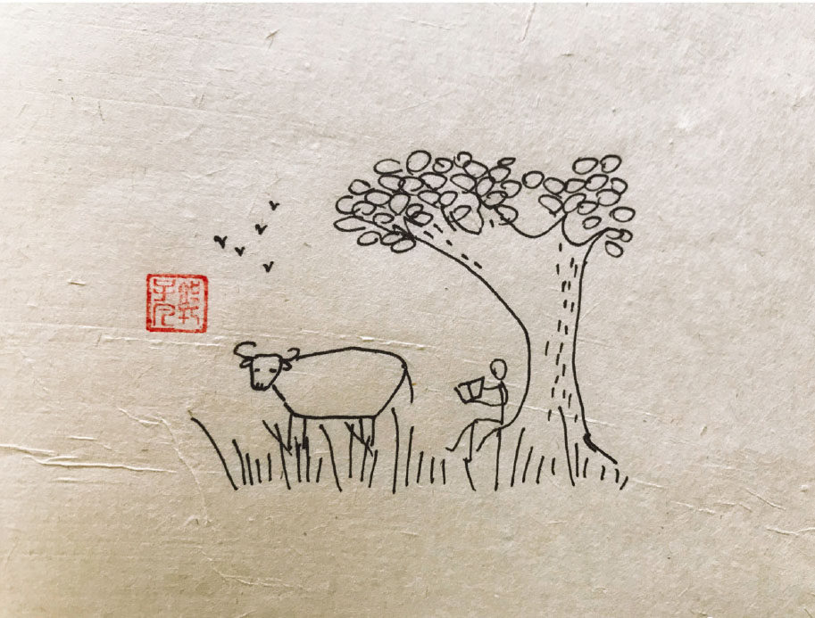 乡村生活风景简笔画图片