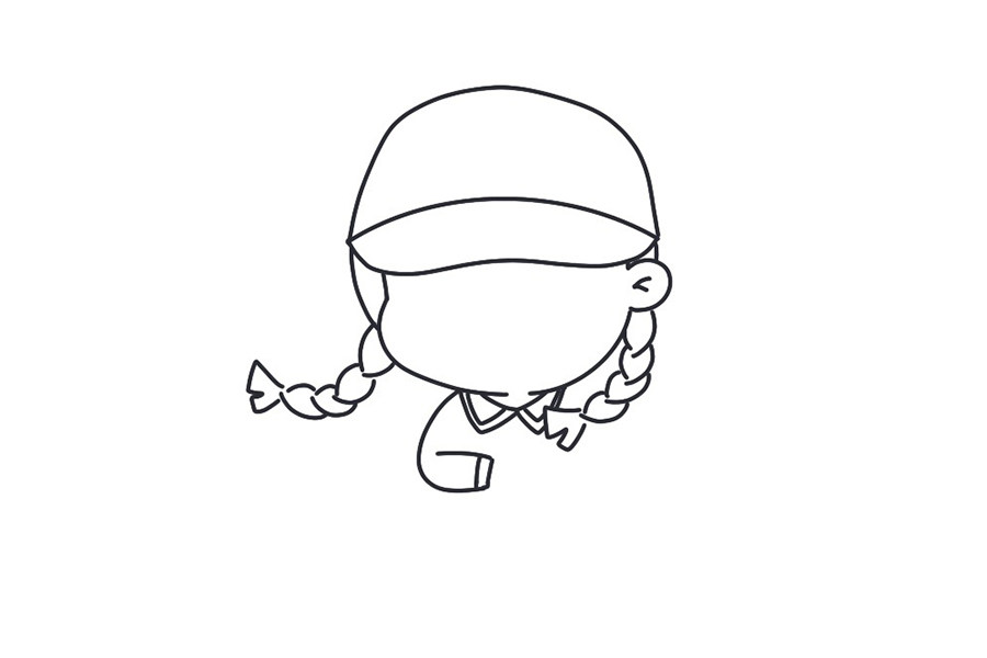 国庆节穿着军衣的小女孩简笔画