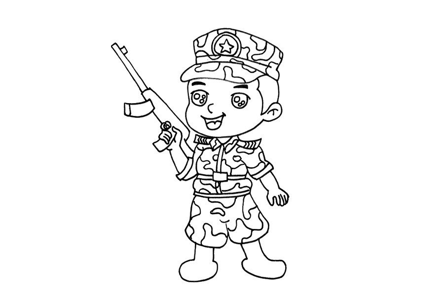 特种兵简笔画步骤