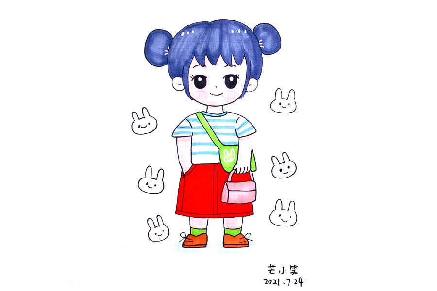 打扮打扮一起去过六一吧！一组漂亮的小朋友简笔画图片