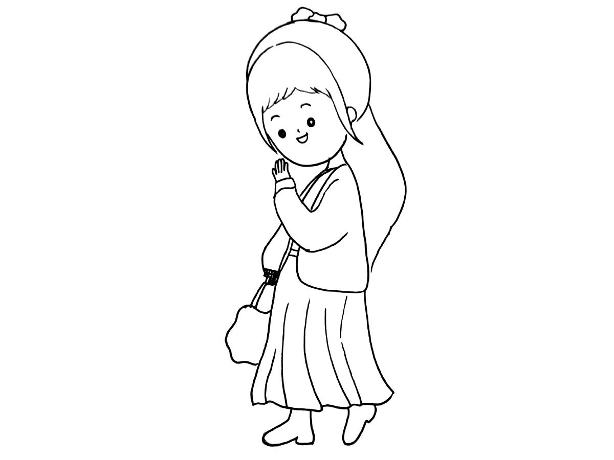 关于冬日少女穿搭简笔画图片