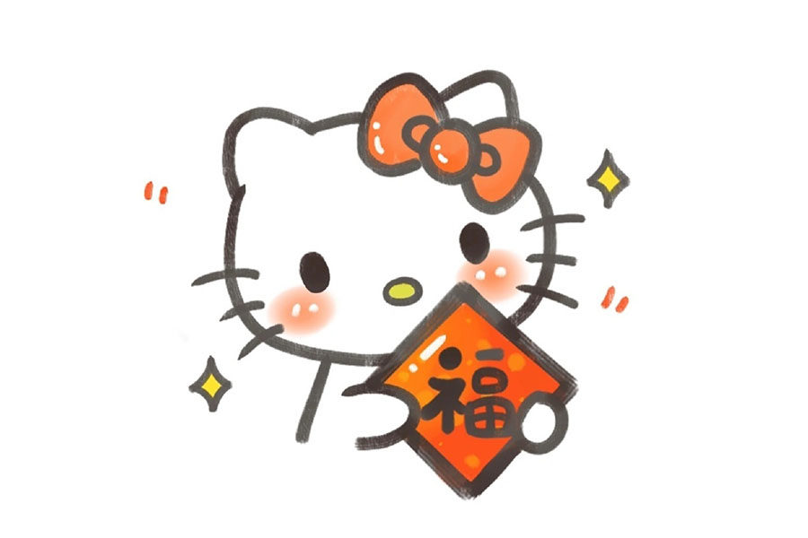 一组可爱的新年动物简笔画图片