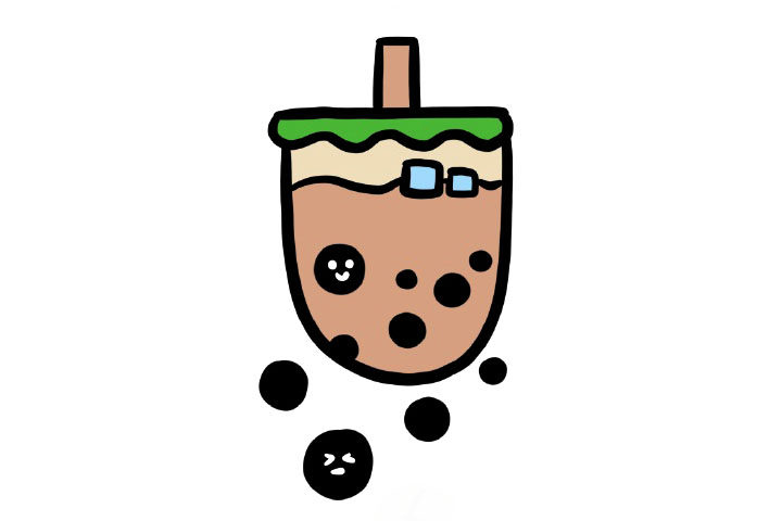 黄金波波奶茶简笔画画法