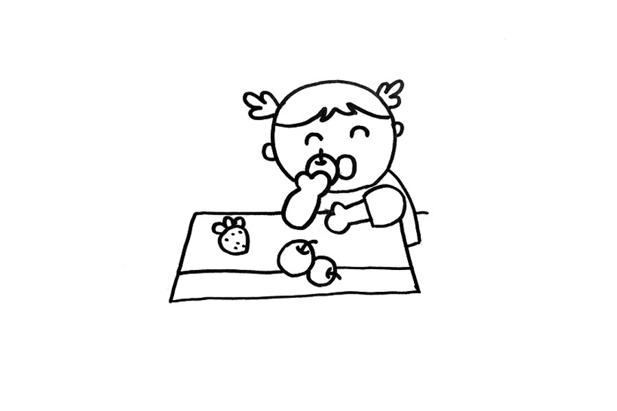 吃水果的小朋友怎么画