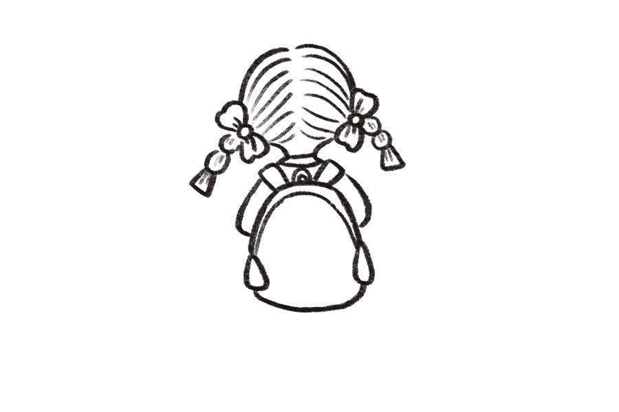 开学小女孩上学背影简笔画教程