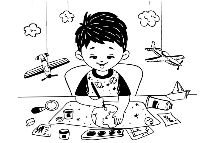 认真读书学习的小学生简笔画
