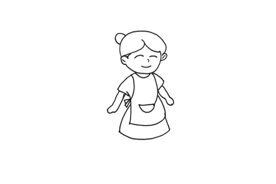 穿围裙的妈妈怎么画