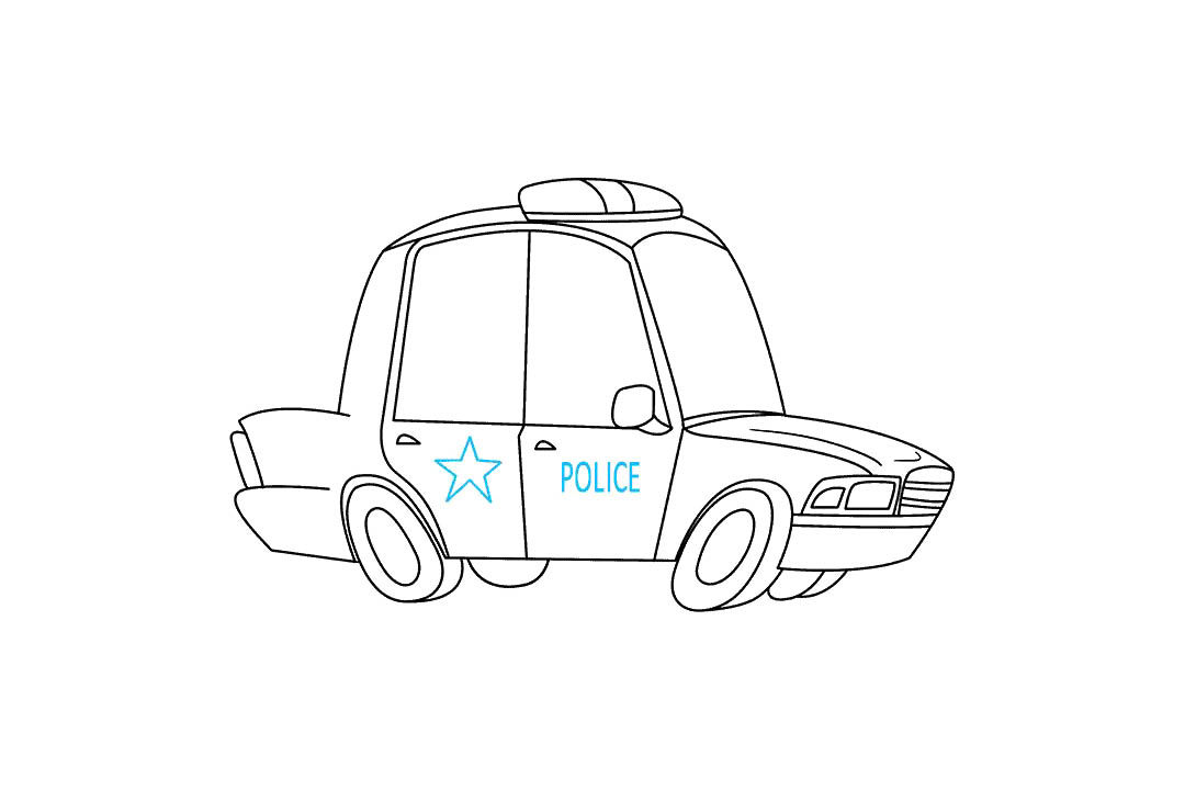 卡通警车怎么画