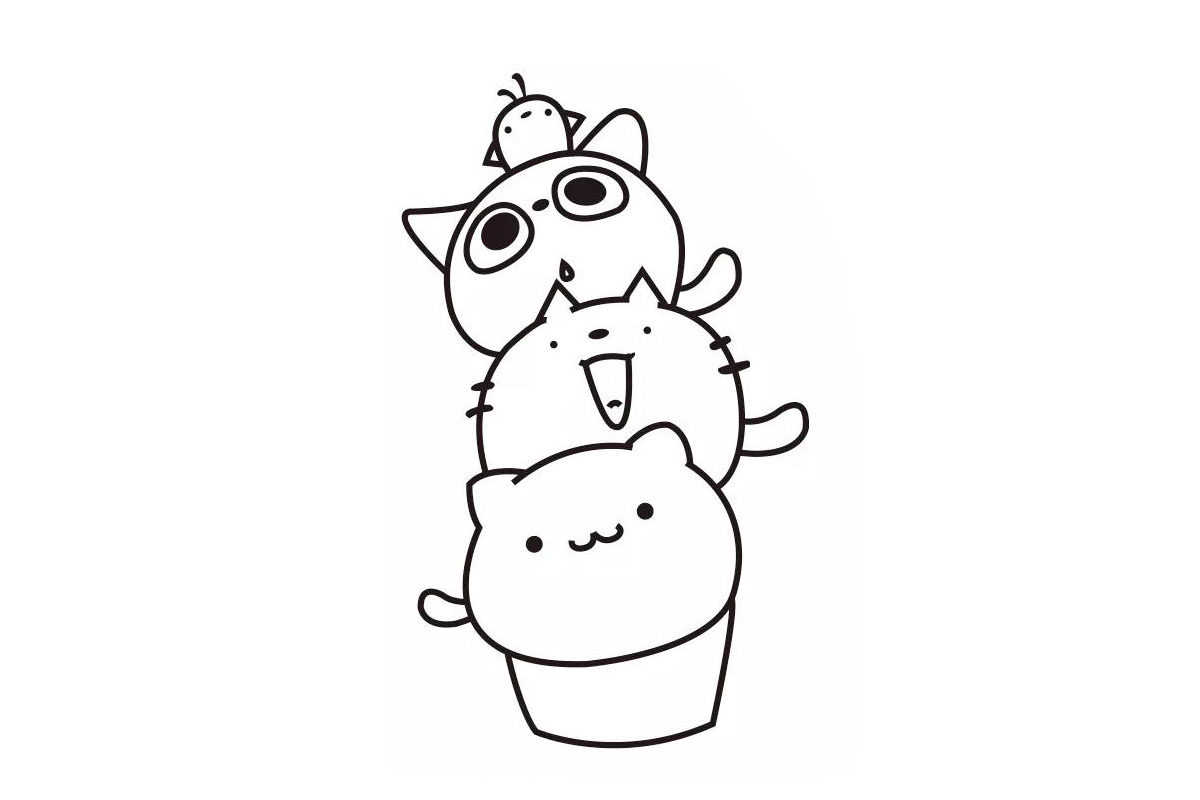 三只小猫简笔画画法教程