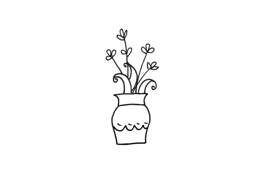 花瓶插花怎么画