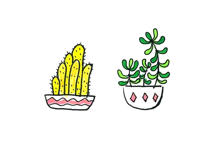 漂亮的小盆栽简笔画图片1