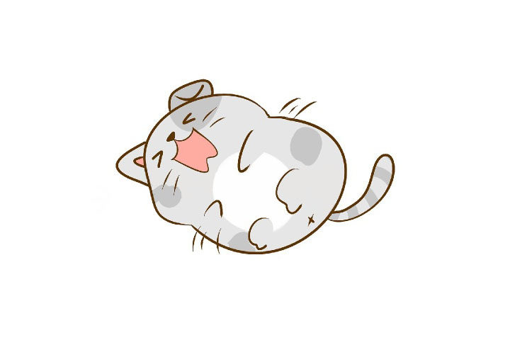 开心大笑的小猫简笔画画法