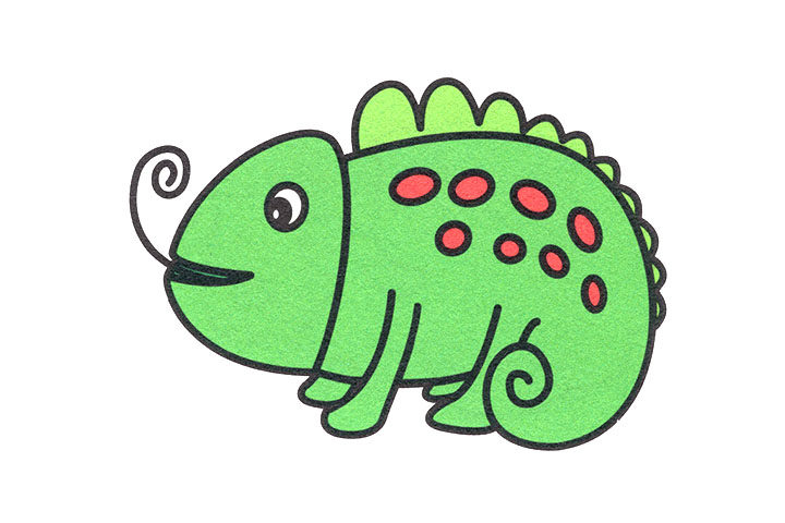 变色龙简笔画的画法