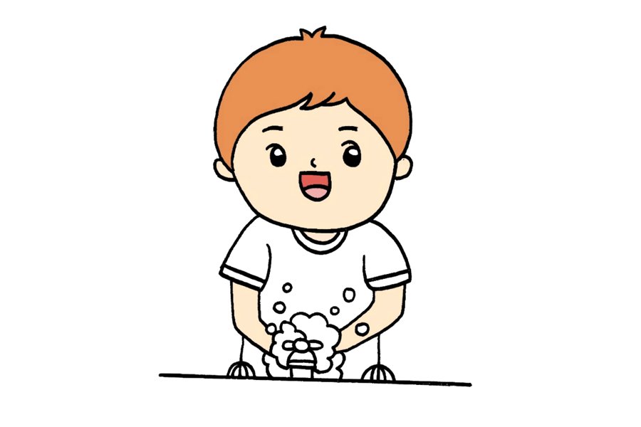 洗手的小男孩简笔画 勤洗手简笔画
