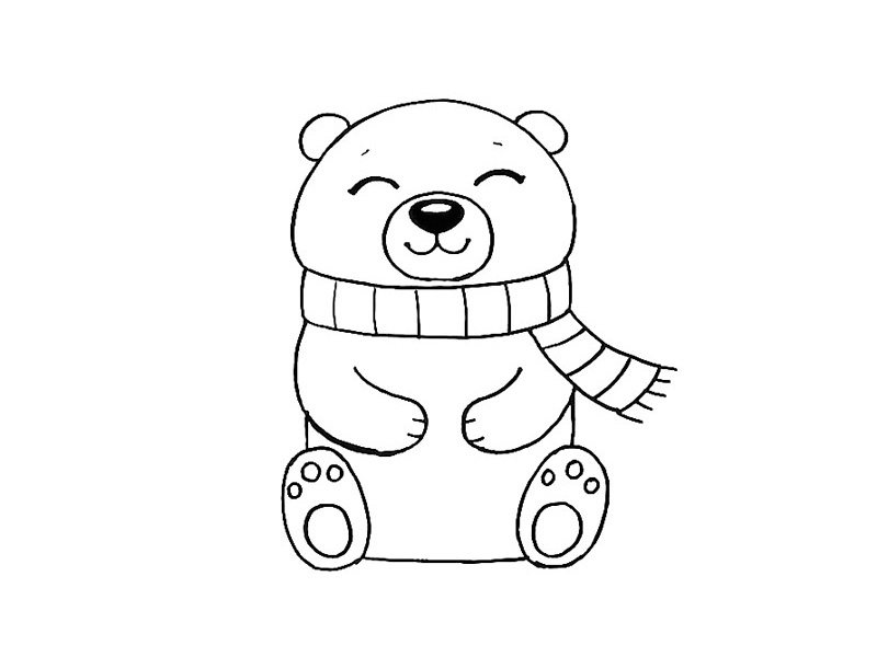 可爱的北极熊简笔画画法步骤