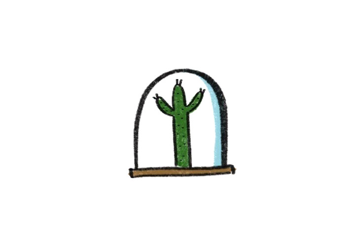 漂亮的多肉植物微景观简笔画