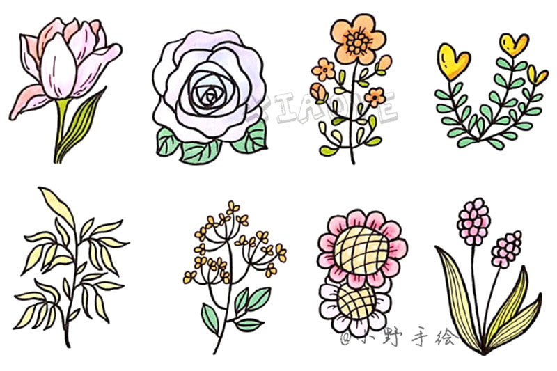 草长莺飞 春天漂亮的花草简笔画图片