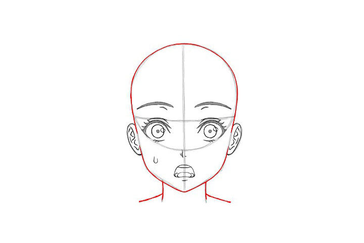 短发女孩惊讶表情的画法