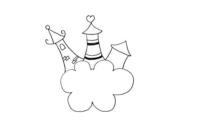 天空之城简笔画画法步骤