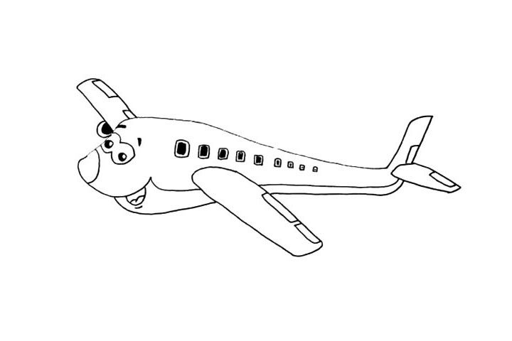 卡通飞机简笔画画法步骤