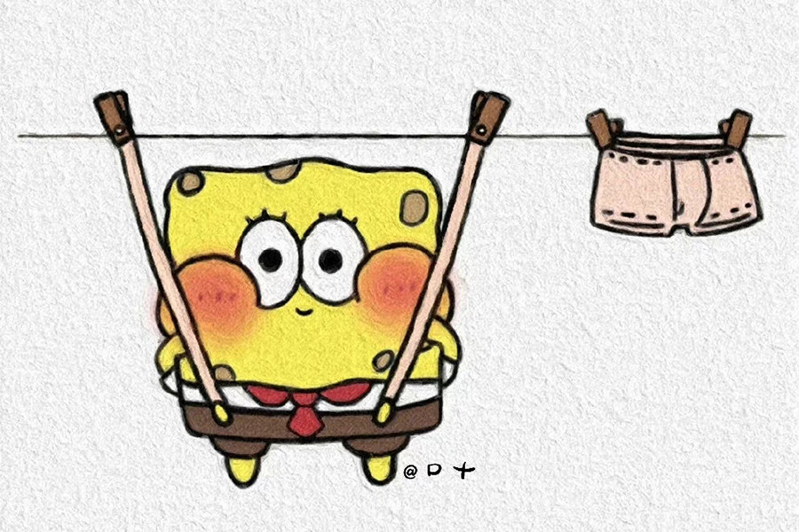 可爱的海绵宝宝派大星简笔画图片1