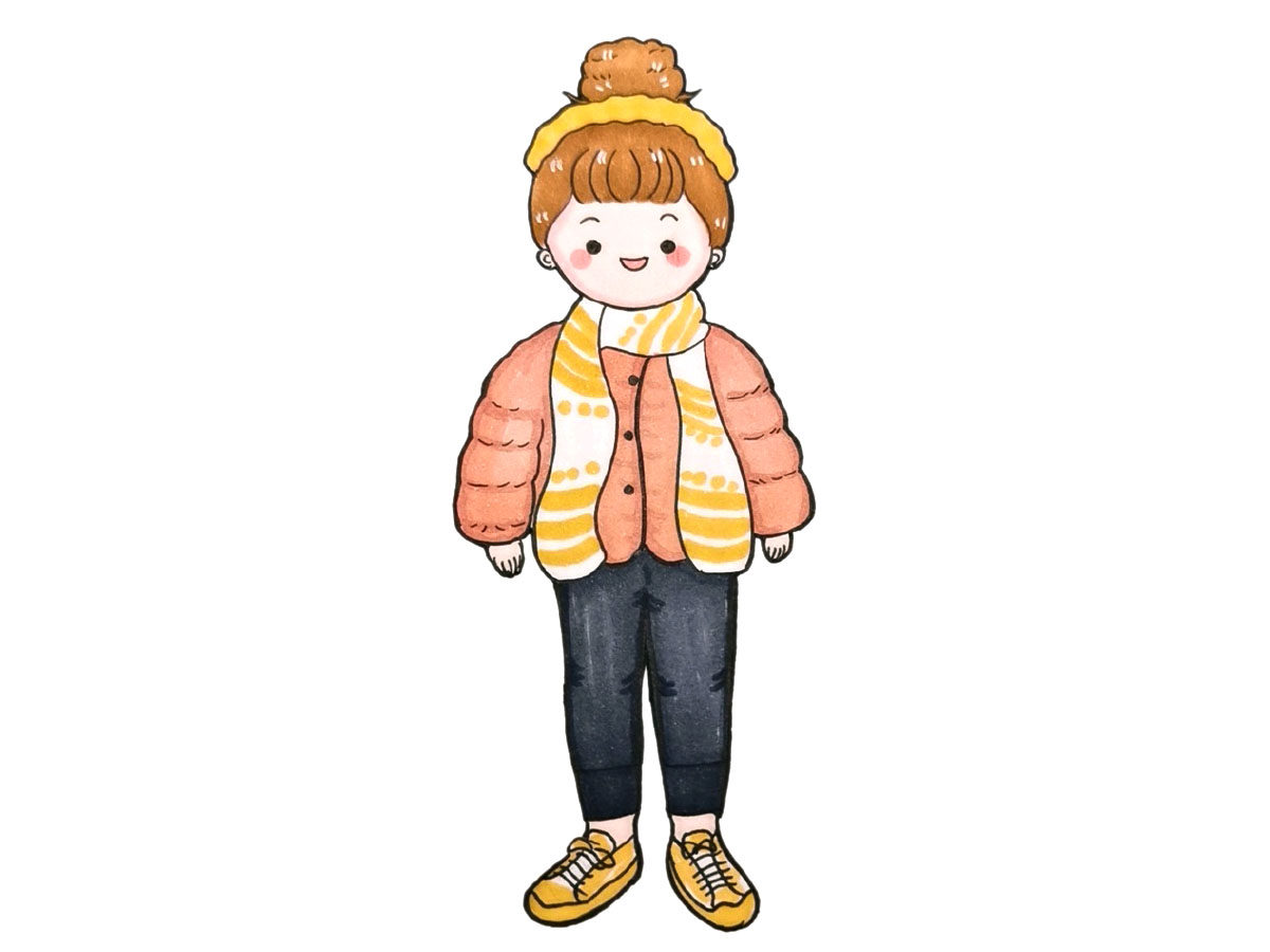 关于冬日少女穿搭简笔画图片