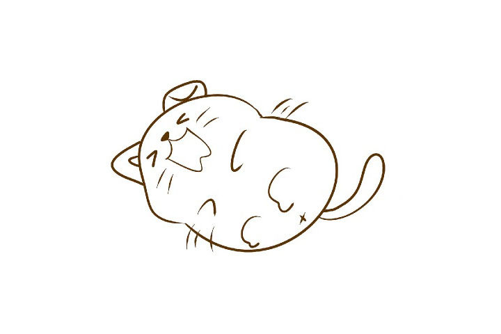 开心大笑的小猫简笔画画法