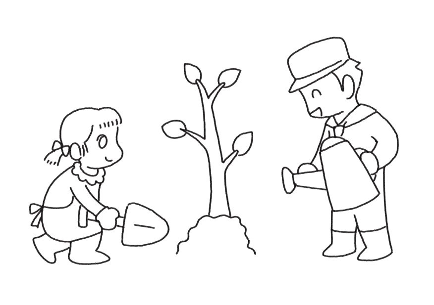 植树快乐简笔画步骤