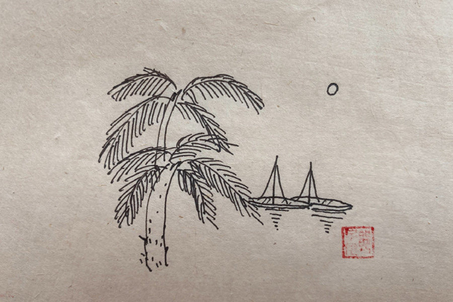 简单的山水风景简笔画图片