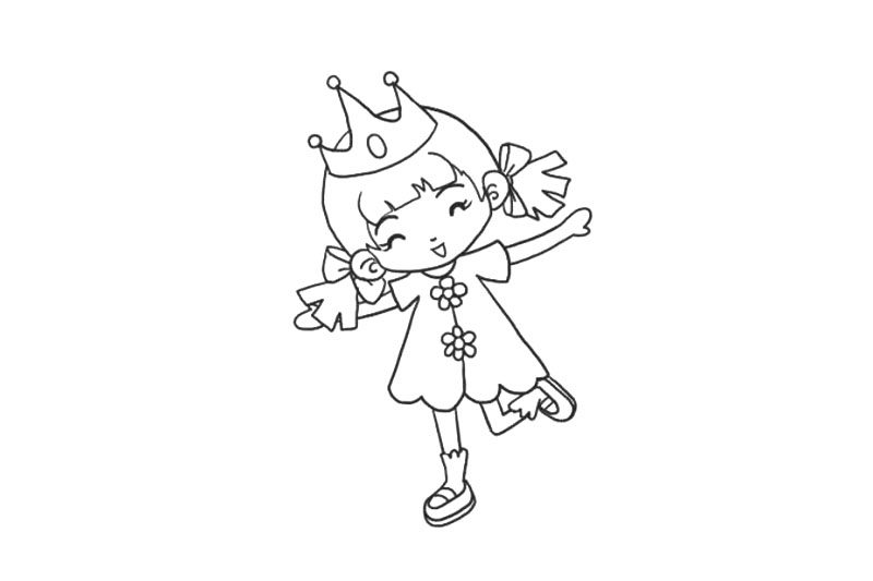 六一儿童节快乐的小公主简笔画