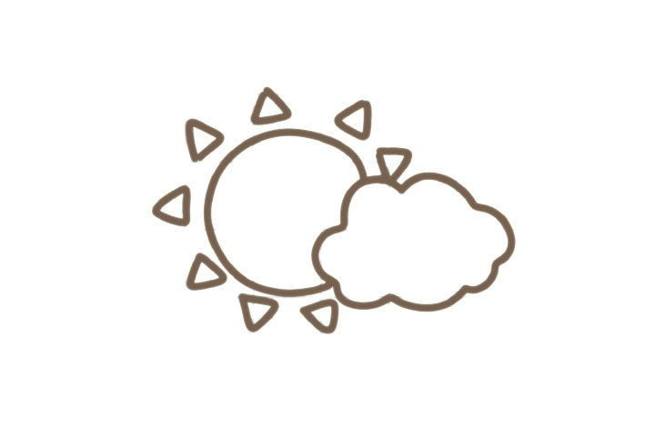 天气简笔画晴转阴画法步骤