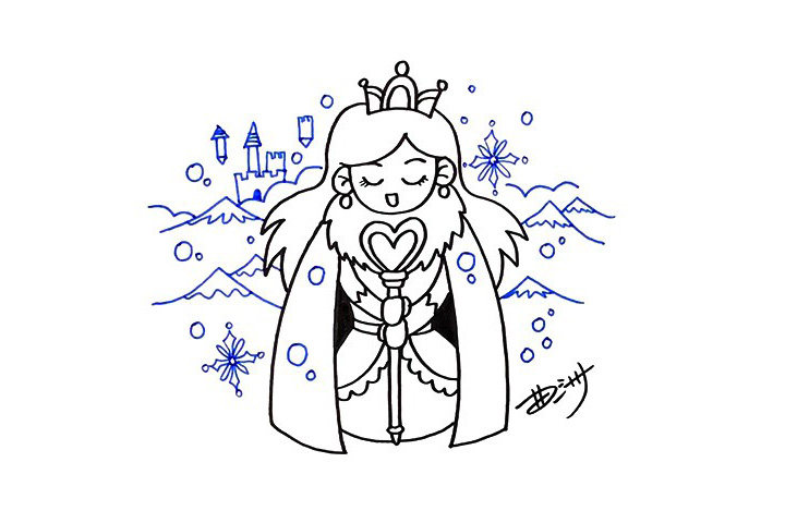 冰雪王国公主简笔画画法步骤
