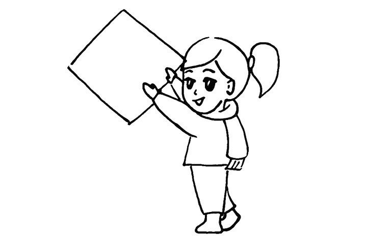贴福字的小女孩简笔画教程步骤