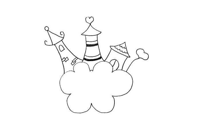 天空之城简笔画画法步骤