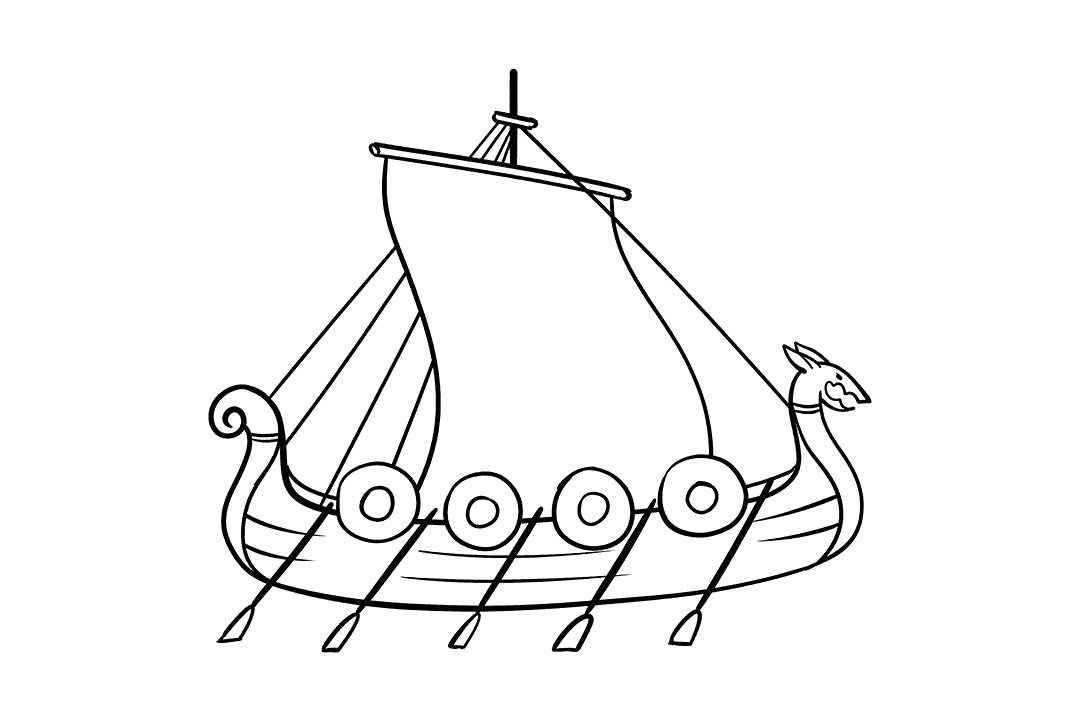 如何画海盗船简笔画