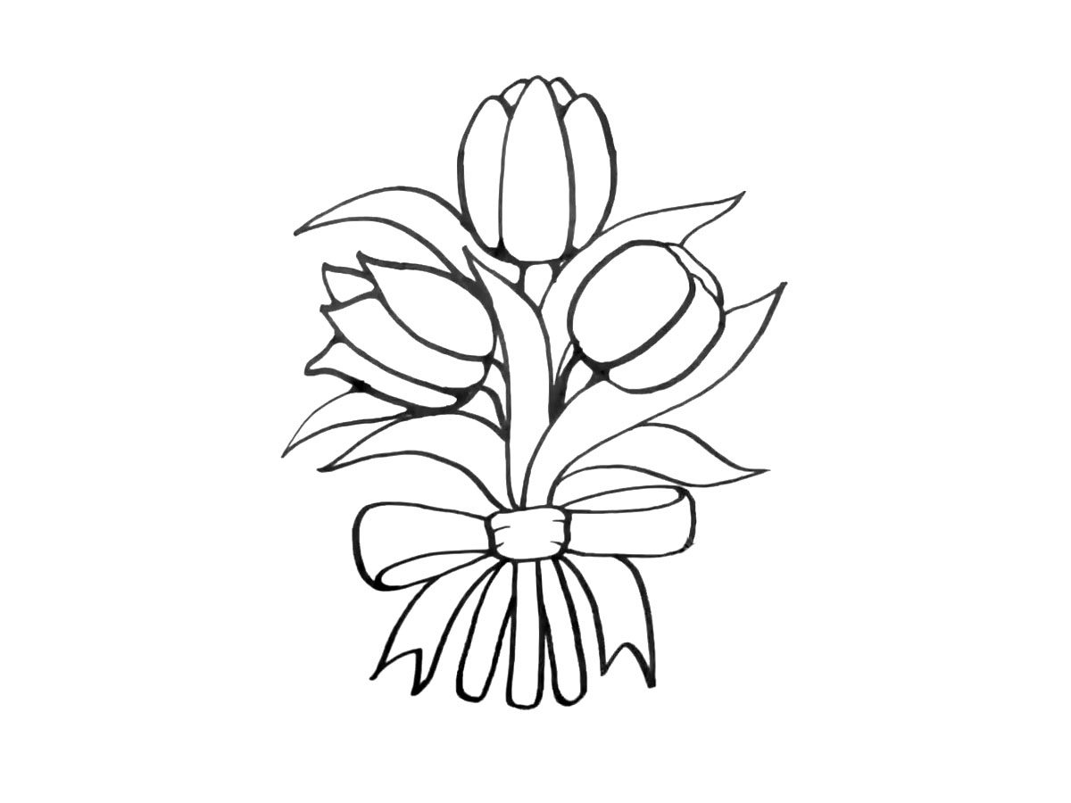 郁金香花束简笔画图片