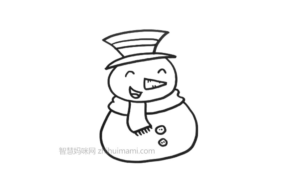 一步一步学画可爱雪人简笔画